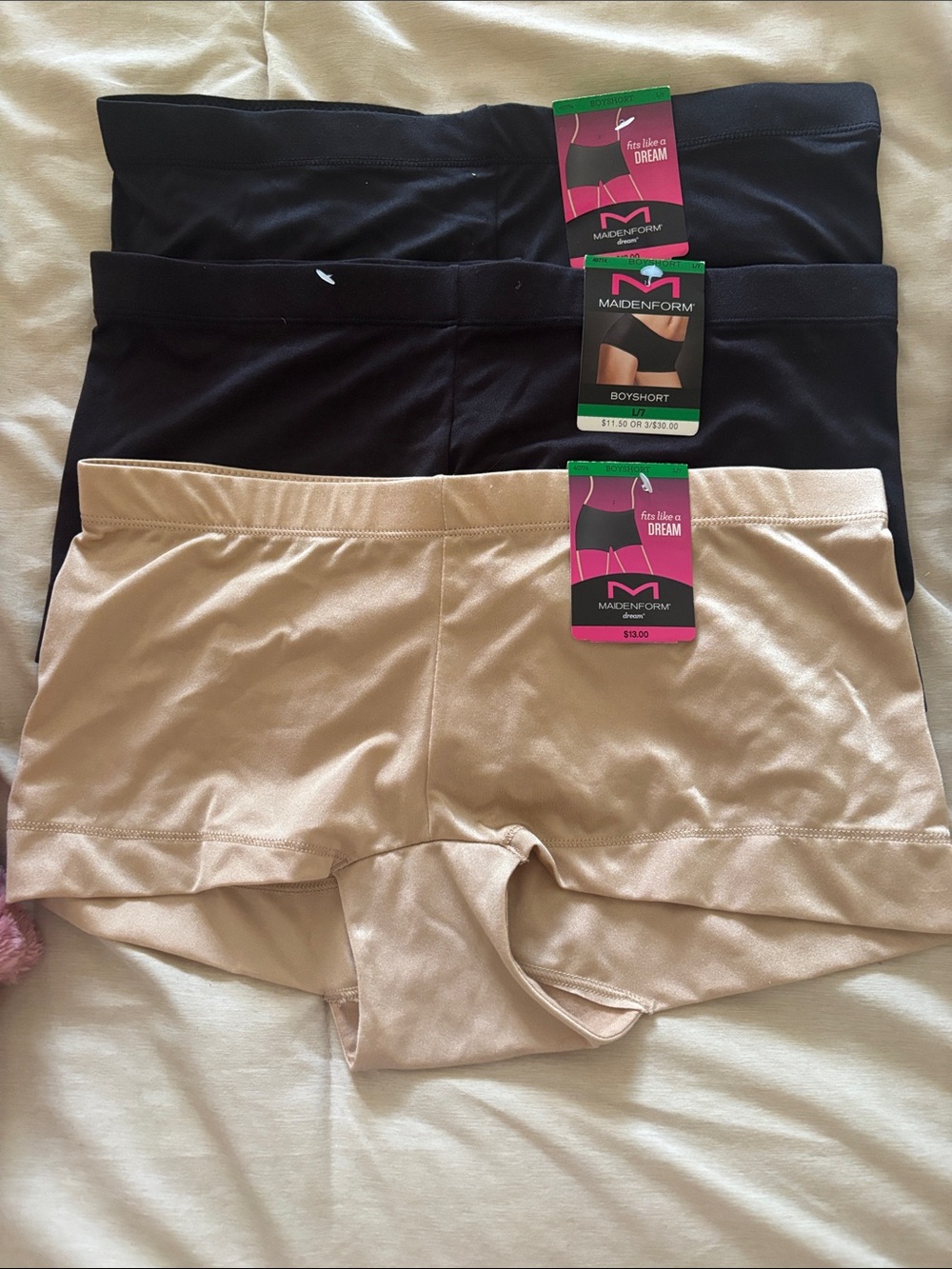 Maidenform Boyshort Panties in Black and Nude L/7 NWT